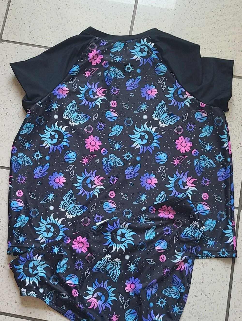Girls' XL plus  Sugar & Jade Floral Rash Guard Set - Pink & Blue
